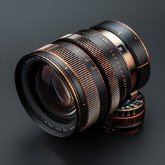 a camera lens with brown lenses, in the style of commercial imagery, photobash, focus on joints/connections, ethereal subjects, iconic, iso 200