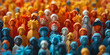 Colorful painted group of  multiethnic multicultural people figures Diversity teamwork and inclusion poster Diversity equity and inclusion concept A successful leader leads a team, a business concept.