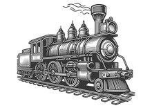 Steam Locomotive Sketch PNG Illustration With Transparent Background