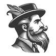 Old fashioned gentleman mustache sketch PNG illustration with transparent background