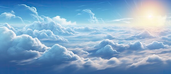 Wall Mural - The radiant sun is shining brightly in the clear, blue sky, creating a beautiful and captivating view