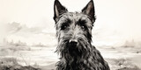 Fototapeta Londyn - a drawing of a scottish terrier dog