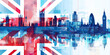 Futuristic Collage of London Landmarks and British Flag Themes