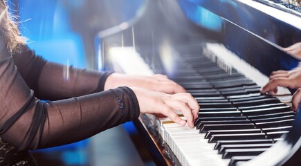 Canvas Print - Person fingers on piano key for play music