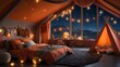 Cosmic Campout: Starry Space-Themed Kids' Room with Indoor Tent