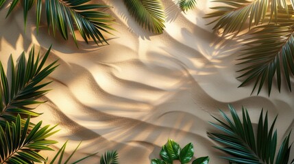 Wall Mural - Paradise Found: Tropical Sand and Palm Leaves on a Stunning Island