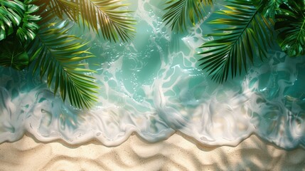 Wall Mural - Paradise Found: Tropical Sand and Palm Leaves on a Stunning Island