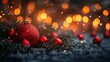 Advent Christmas Decoration with Ornament and Fir Branches and Defocused Lights