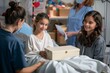 © Pinklife - A young girl smiles while holding a gift during a visit from her family in the hospital, depicting hope and family bonds in a medical setting