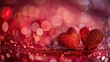 Romantic Blurred Background with Shimmering Red Hearts for Valentine's Day