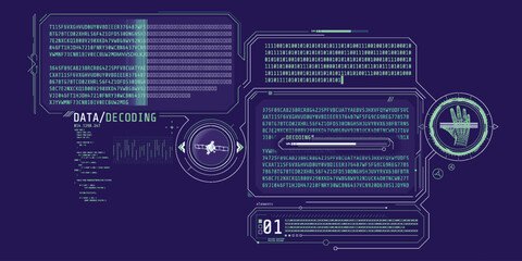 Wall Mural - HUD interface design for decoding satellite signals.