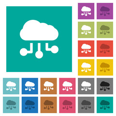 Wall Mural - Cloud connections solid square flat multi colored icons