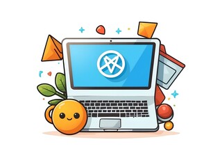 Aufkleber - laptop and website icon, internet icon isolated on white background, symbol ready for design 
