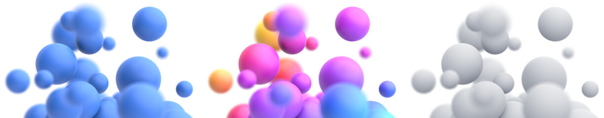 Poster - Set of colorful spheres, 3d render