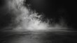 © chanidapa - Abstract image of dark room concrete floor. Black room or stage background for product placement.Panoramic view of the abstract fog.