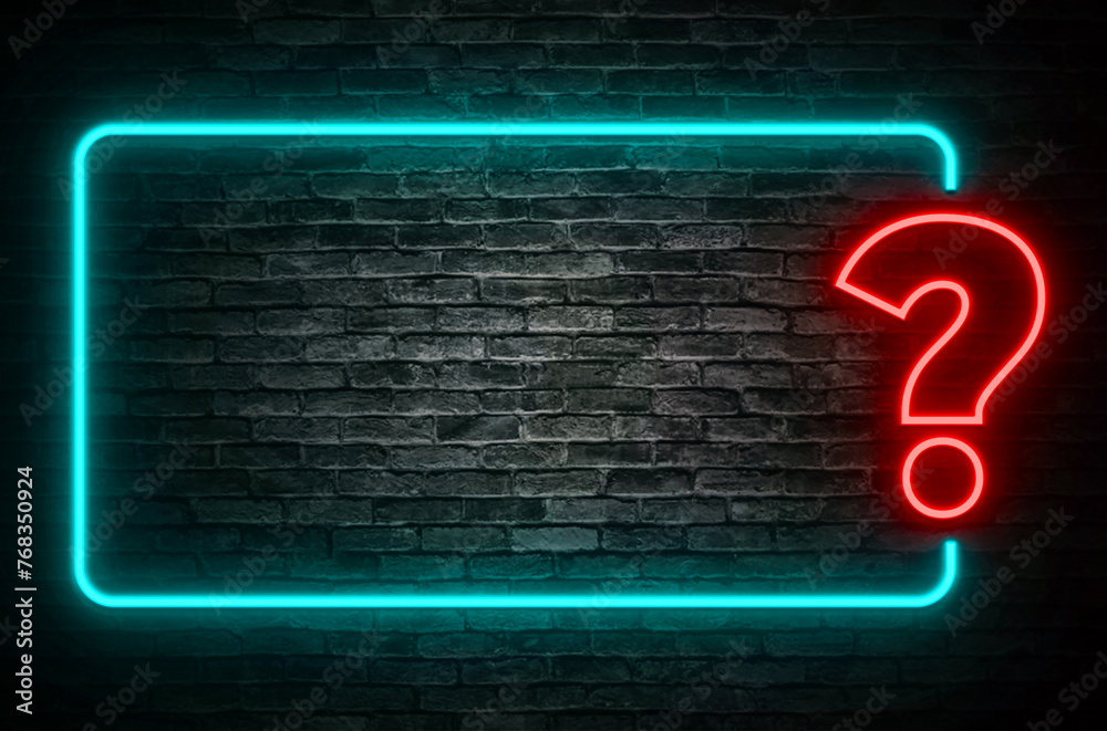 Question Mark Neon Frame on Brick Wall Stock Photo | Adobe Stock