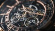 Ultradetailed macro photography of a luxury watch showcasing the intricate mechanisms and reflections on its metallic surface, emphasizing craftsmanship low texture