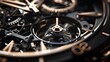 Ultradetailed macro photography of a luxury watch showcasing the intricate mechanisms and reflections on its metallic surface, emphasizing craftsmanship low texture