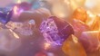 Gemstones with the soft blur of clouds moving behind, serene luxury low texture