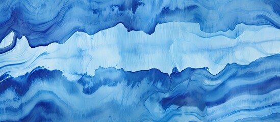 Poster - Artistic interpretation captured in a detailed close-up of a painting featuring shades of blue and white paint strokes