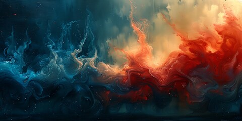 Wall Mural - Blue red smoke or fog blending together