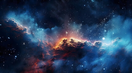 Cosmic space nebula starry sky abstract poster web page PPT background with generative