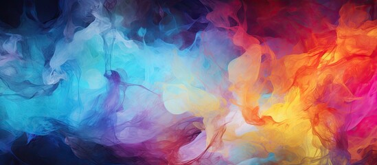 Poster - Detailed view of a lively artwork set against a deep black background, showcasing a myriad of colors and patterns in the painting