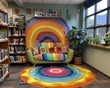 Pride month library display, LGBTQ literature, inviting reading nook, quiet afternoon , high detailed