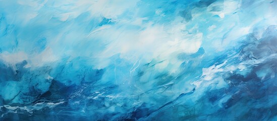 Wall Mural - an art piece depicting a natural landscape with a blue sky filled with fluffy cumulus clouds. the el