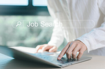 Wall Mural - search for jobs on the internet technology. finding a career from computers, and business connection