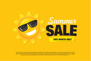 Wall Mural - summer sale template banner, vector illustration
