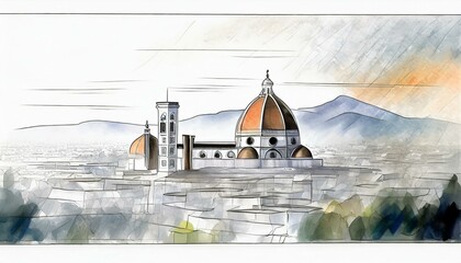  watercolor Florence landscape view