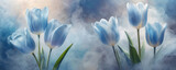 Fototapeta Tulipany - Tapeta niebieskie kwiaty. Wiosenne tulipany. Abstrakcyjne tło kwiatowe