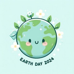 Wall Mural - cute Earth Day 2024