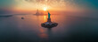 Statue of Liberty amazing view from drone