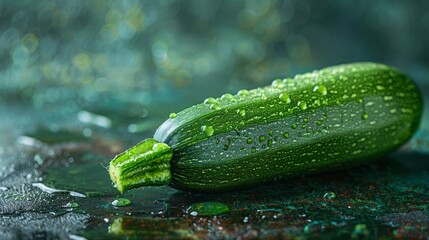 Wall Mural - Zucchini, also known as courgette, is a summer squash with a mild flavor and tender texture. It's versatile in cooking, commonly used in salads, stir-fries, and as a low-carb pasta substitute.
