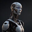 A poignant illustration of a humanoid robot. 3D Render.