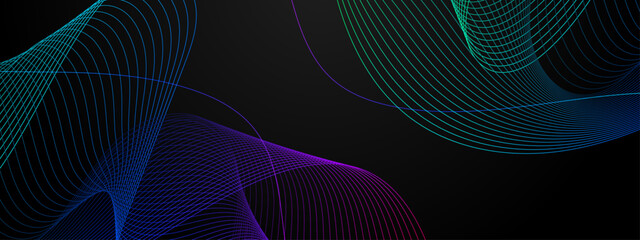 Wall Mural - green blue and purple violet vector tech line modern abstract background. future technology concept.
