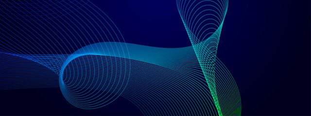Fototapete - Purple violet green and blue vector abstract modern technology line background. Modern smooth wavy lines. Futuristic concept. Suit for banner, brochure, cover, website, corporate, flyer
