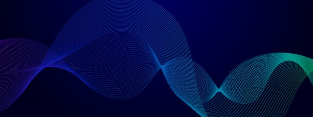 Fototapete - Purple violet green and blue vector modern line abstract technology background. Future technology concept. Horizontal banner template. Vector illustration