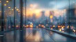 Abstract  cityscape business center blurred  with bokeh effect background, poster and wallpaper or banner