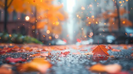 Autumn scenery blur background, poster and wallpaper or banner