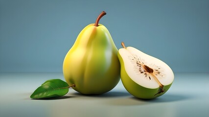 Wall Mural - pear on a white background, Fruit Pear food  and drink icon 3D rendering on isolated background.
