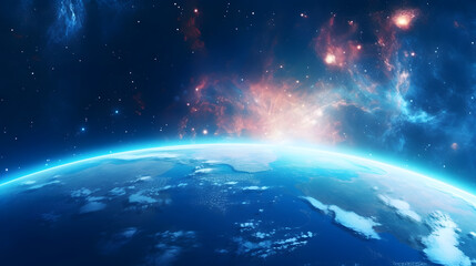 Digital technology universe earth abstract graphic poster web page PPT background with generative