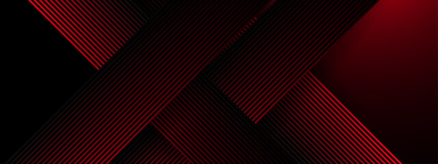 Aufkleber - Red and black vector abstract tech futuristic modern 3D line background