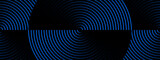 Fototapeta Przestrzenne - Blue and black vector 3d futuristic tech glow and shinning line simple modern abstract banner