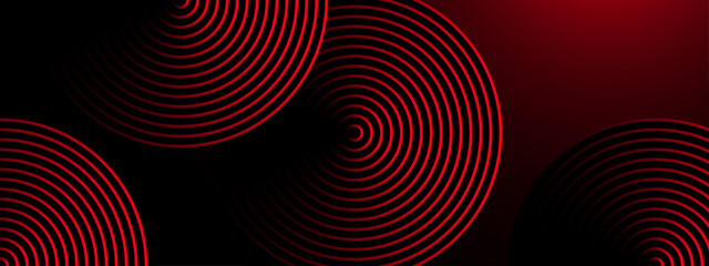 Fototapete - Red and black vector glowing tech geometric 3D line modern abstract banner