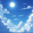 夏の空と入道雲のアニメ風イラスト