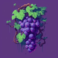 Wall Mural - A stunning grape fruit illustration in vivid detail