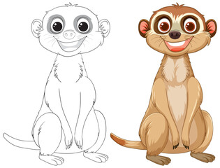 Wall Mural - Vector illustration of a meerkat, sketched and colored.